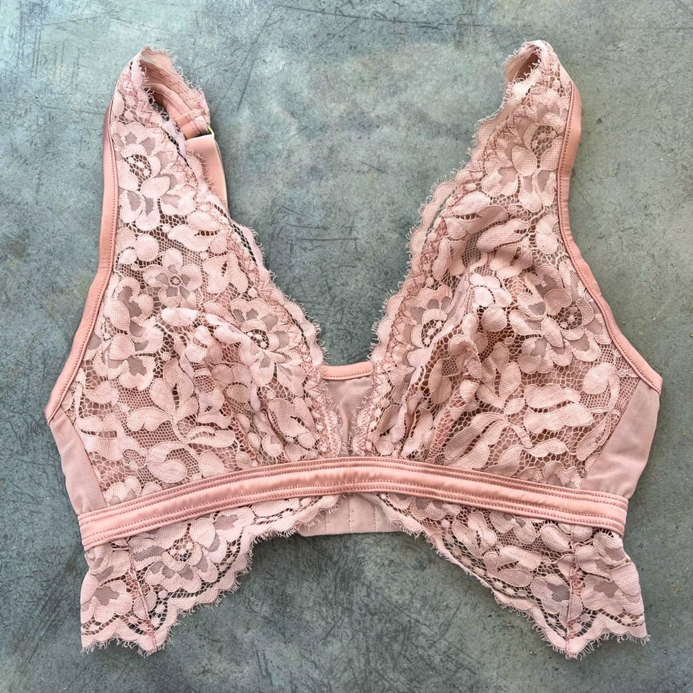 Cosabella Lusso Deep Light Pink Sexy Lace Non-Padded XS Clasp Bra